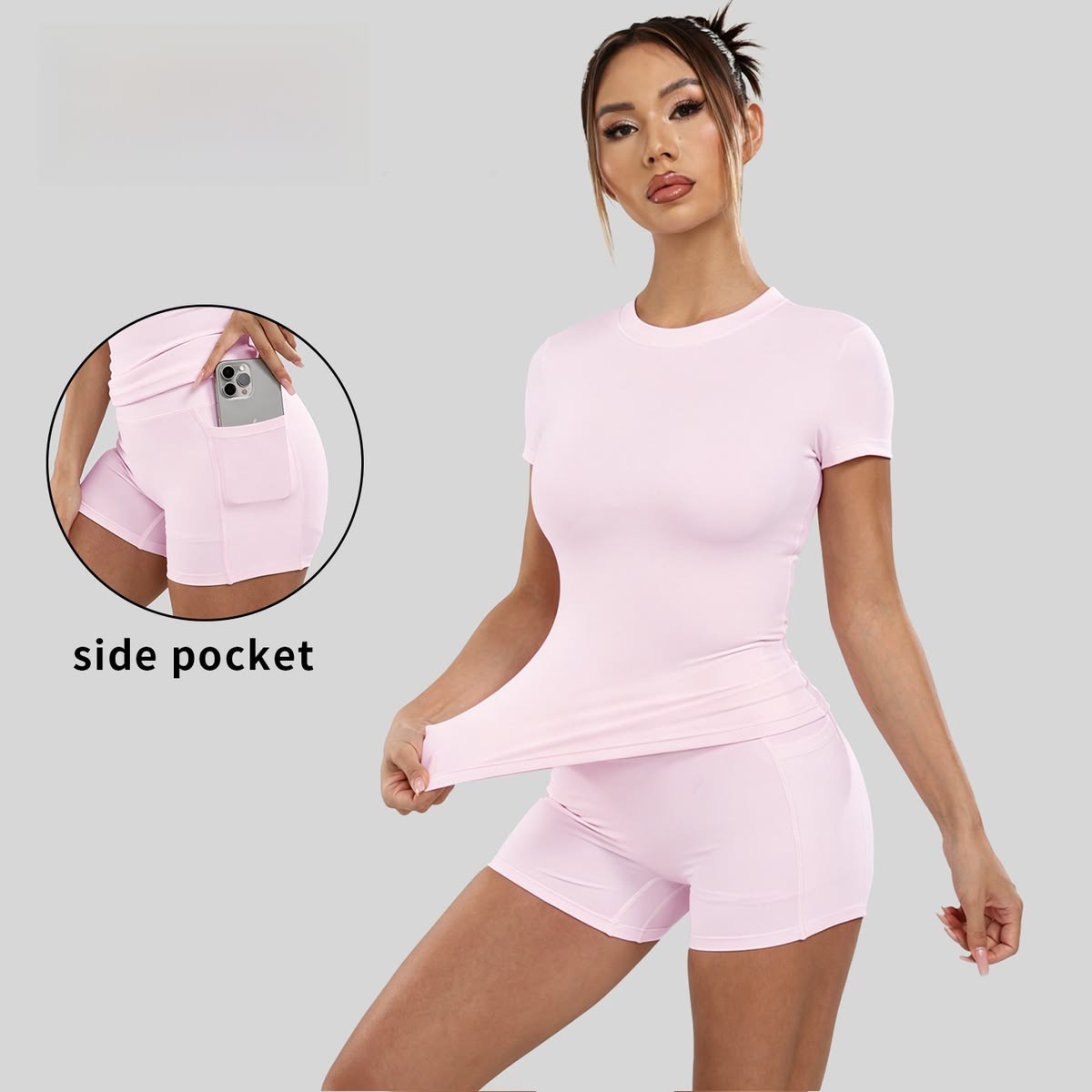 Spandex Two Piece, Short · One set style